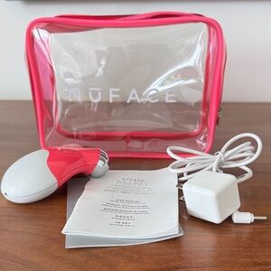 NuFace Mini Facial Toning Device with Pink Accents and Clear Pouch